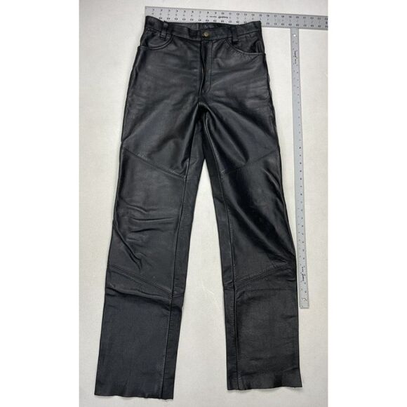 VINTAGE Wilsons Leather Pants Men Size 28 x 34 Black Tag size 32 USA 90s - Picture 9 of 11